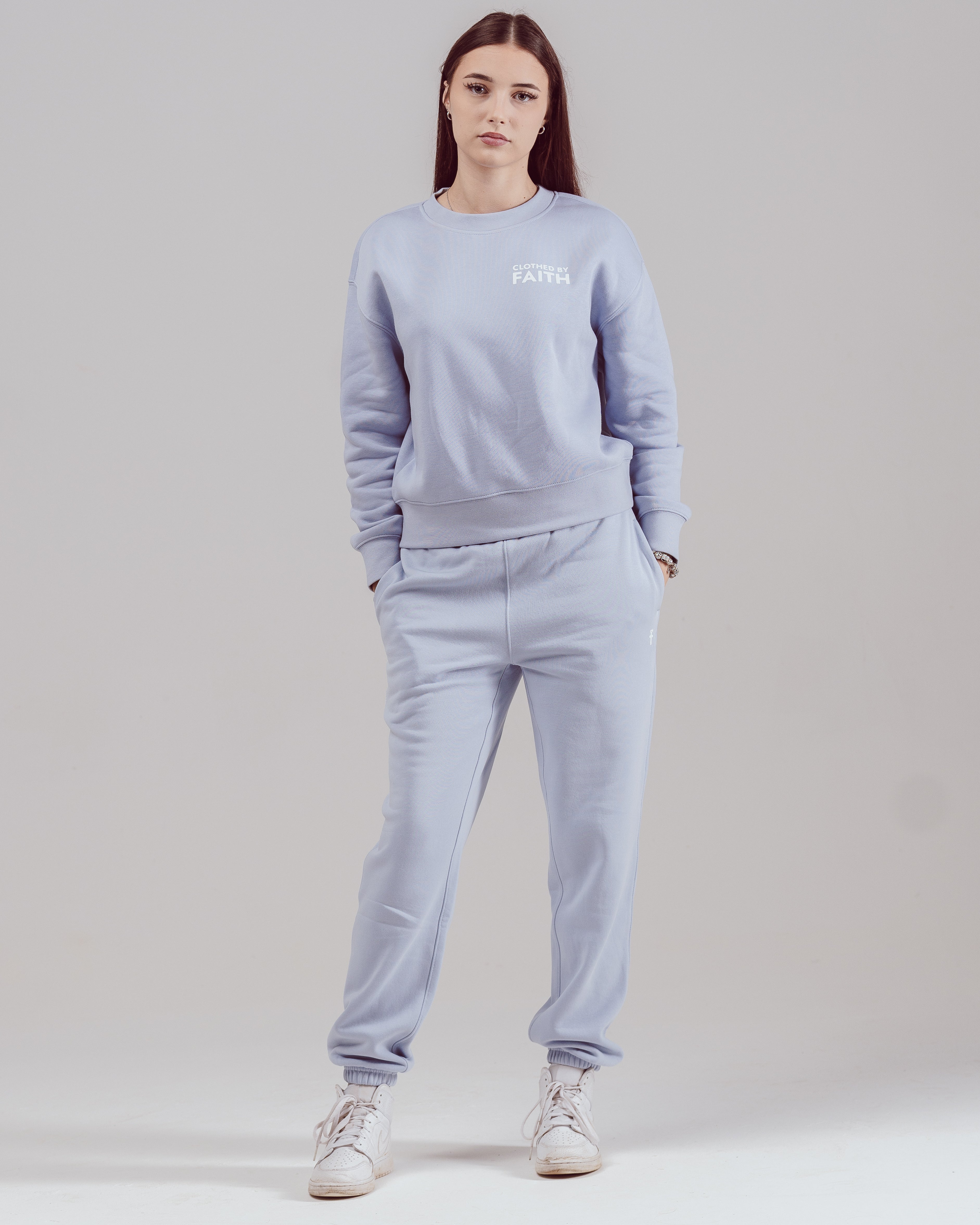 Clothed By Faith Joggers - Blue Lilac