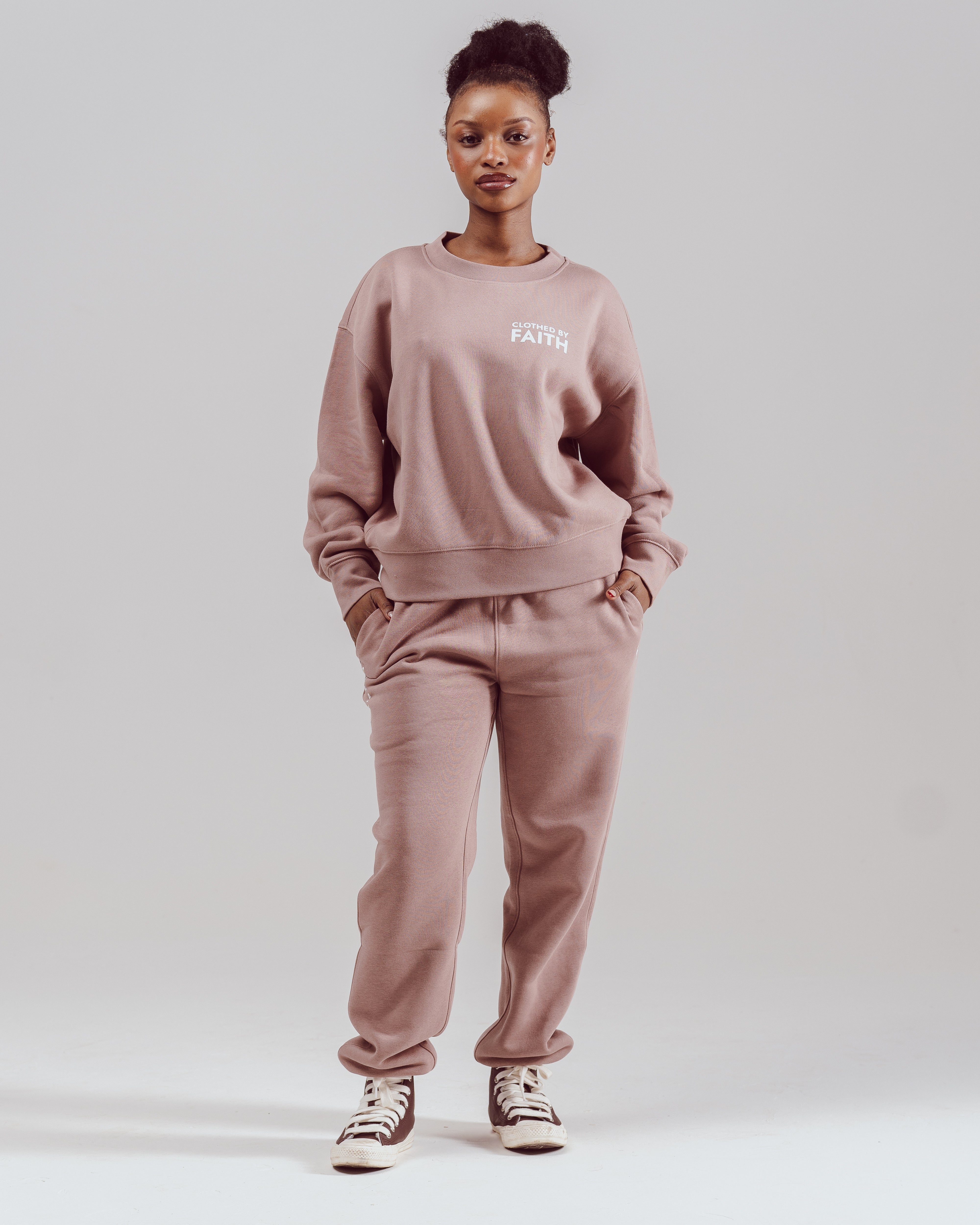 Clothed By Faith Joggers - Dusty Rose