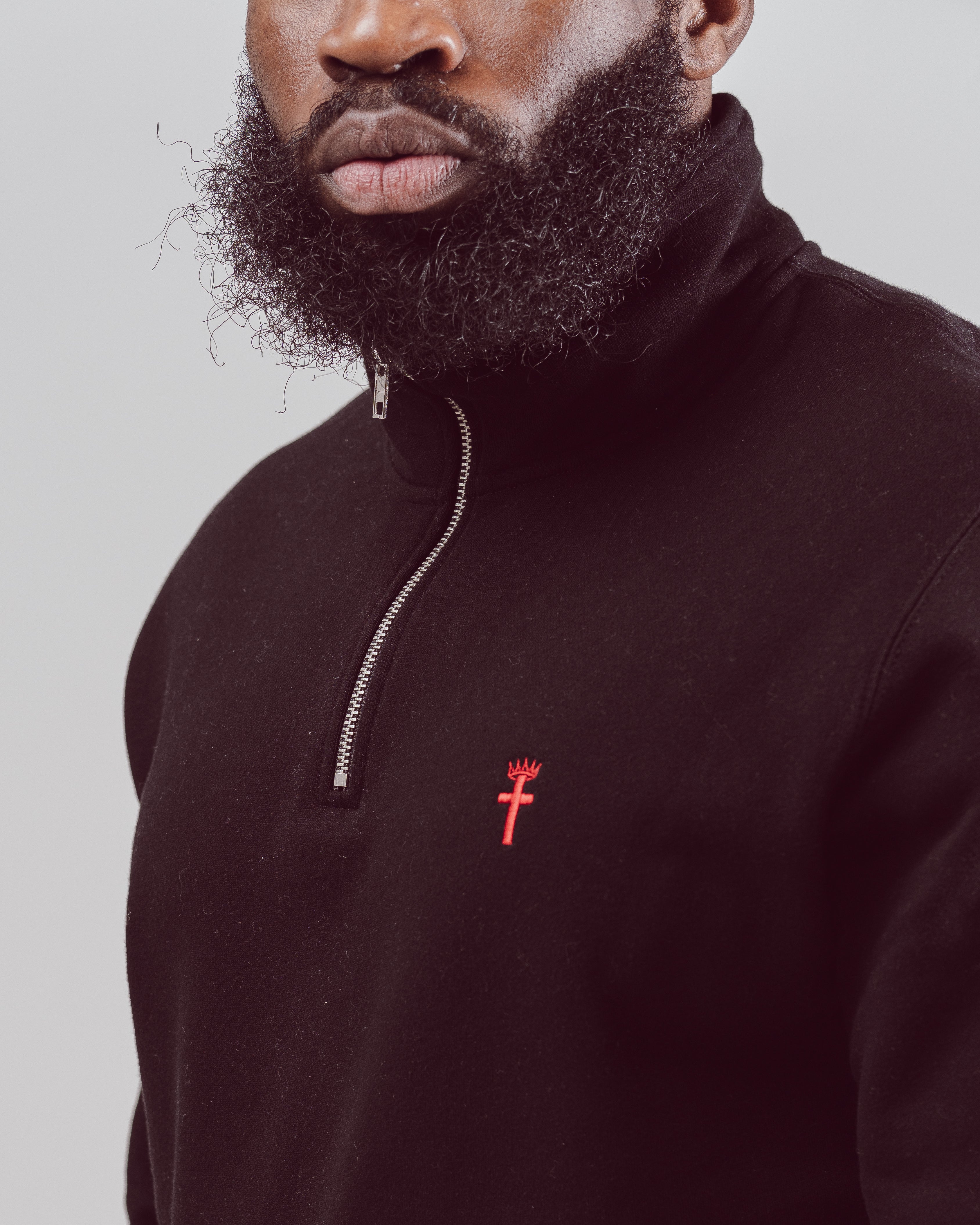 Clothed By Faith Quarter Zip - Black