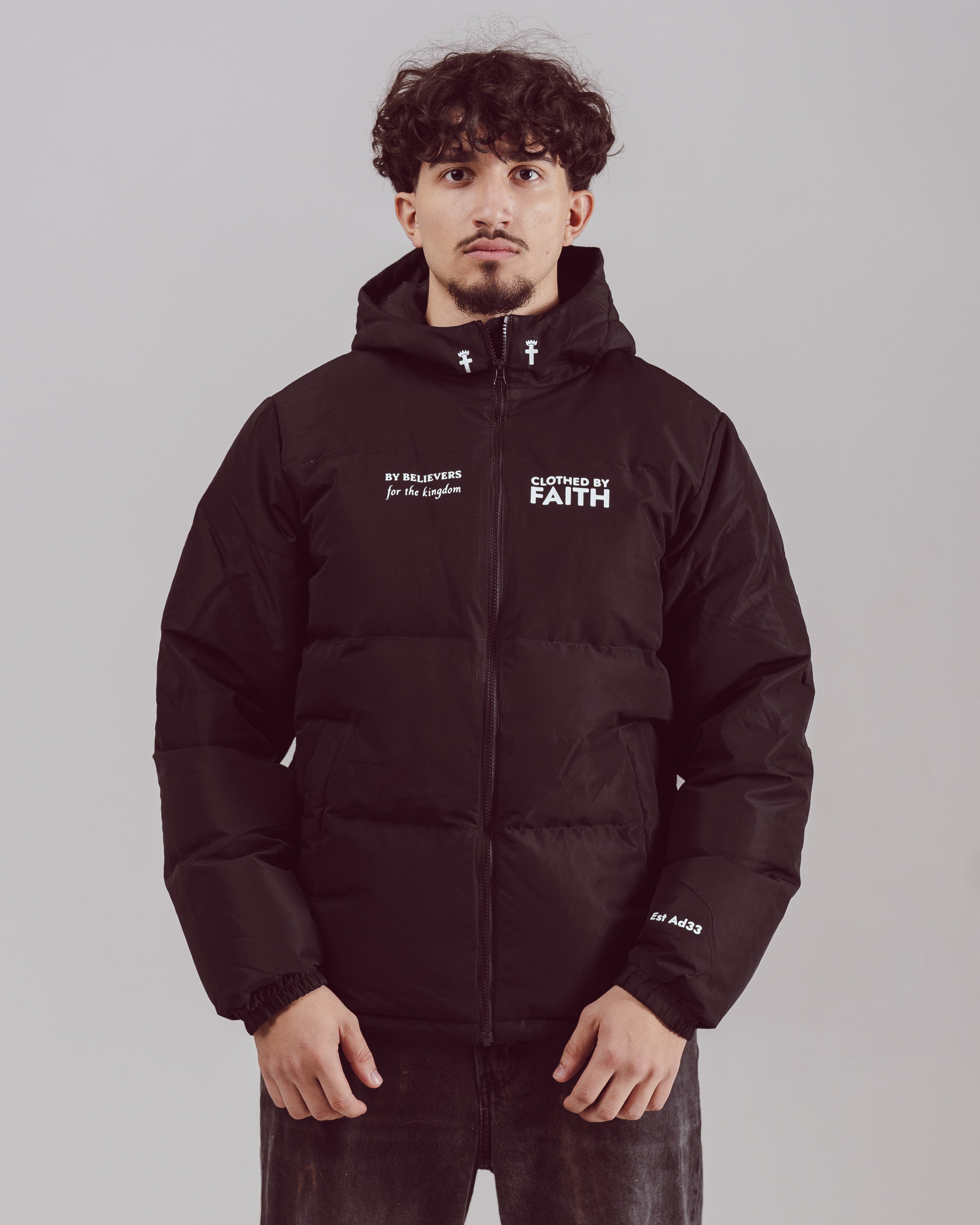 By Believers For The Kingdom Puffer Jacket - Black