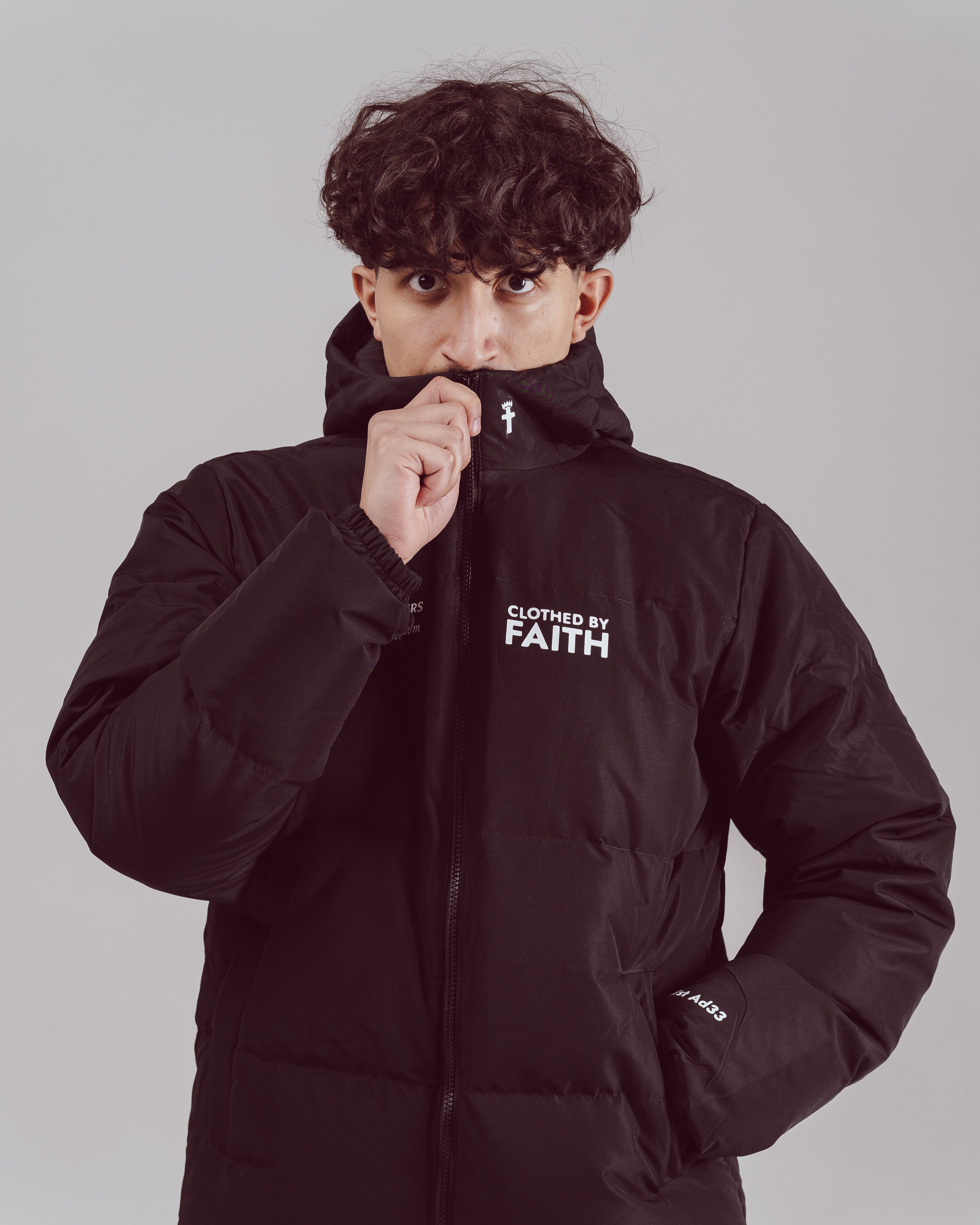 By Believers For The Kingdom Puffer Jacket - Black