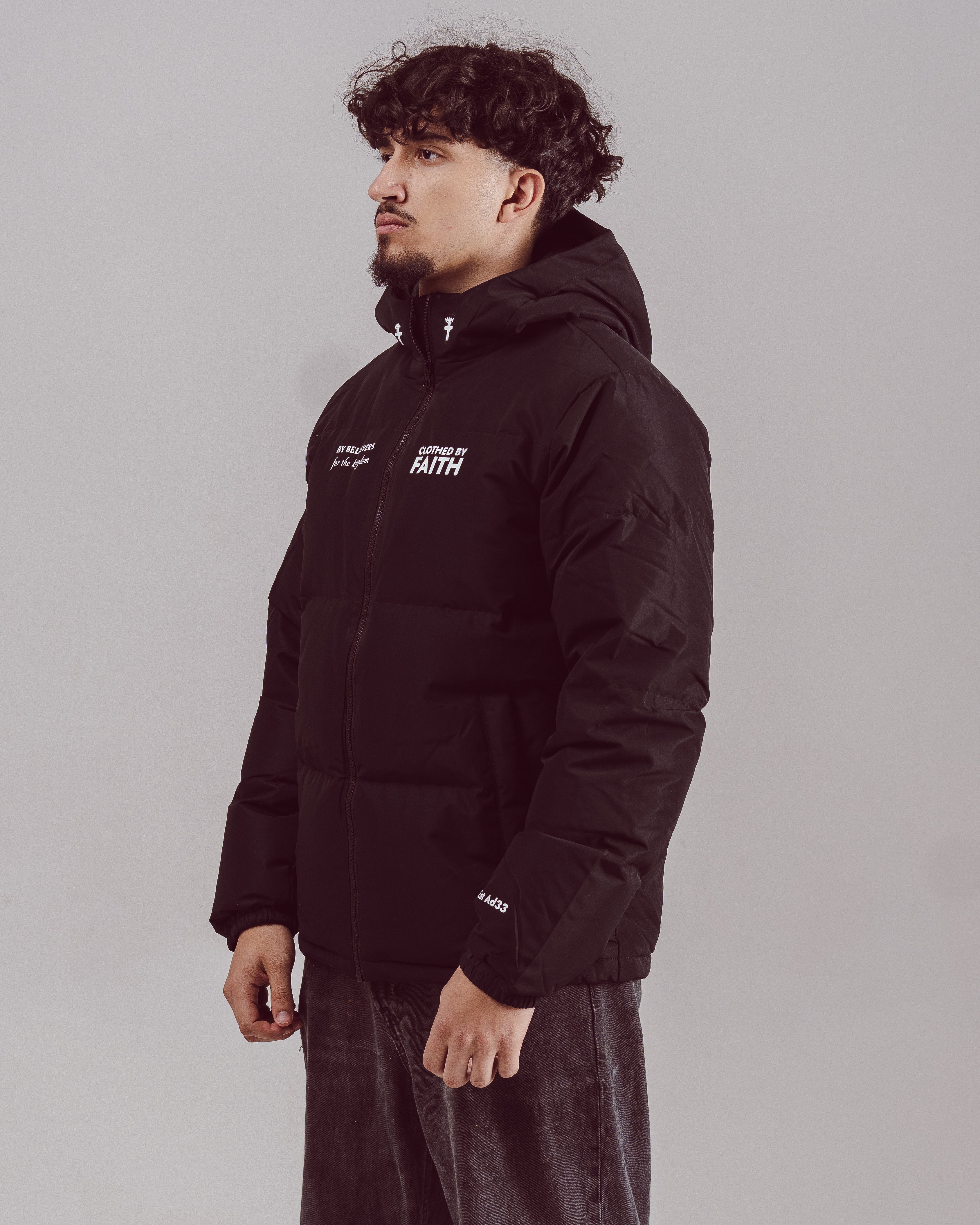 By Believers For The Kingdom Puffer Jacket - Black