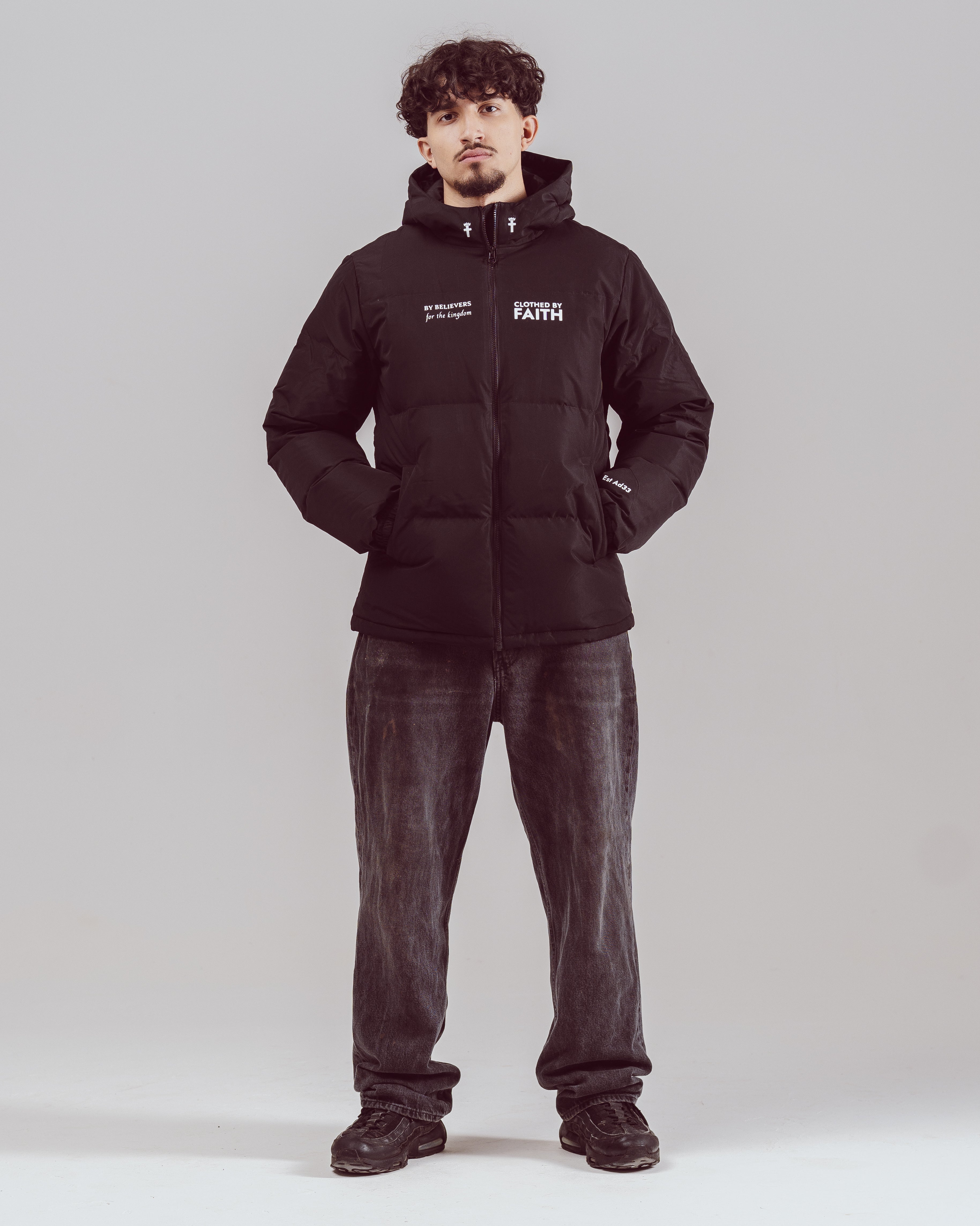 By Believers For The Kingdom Puffer Jacket - Black