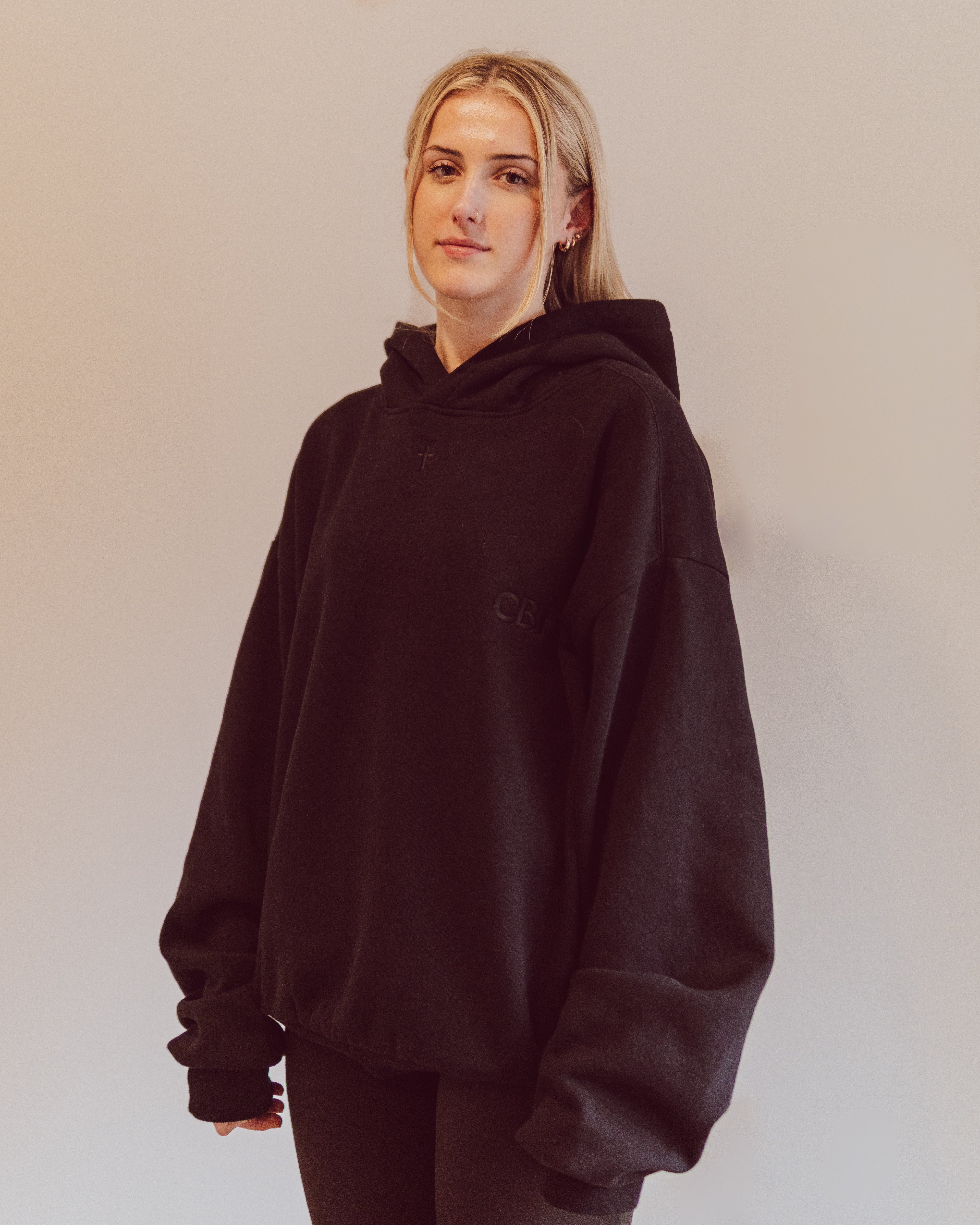 FIRM FOUNDATION BOXY HOODIE - BLACK