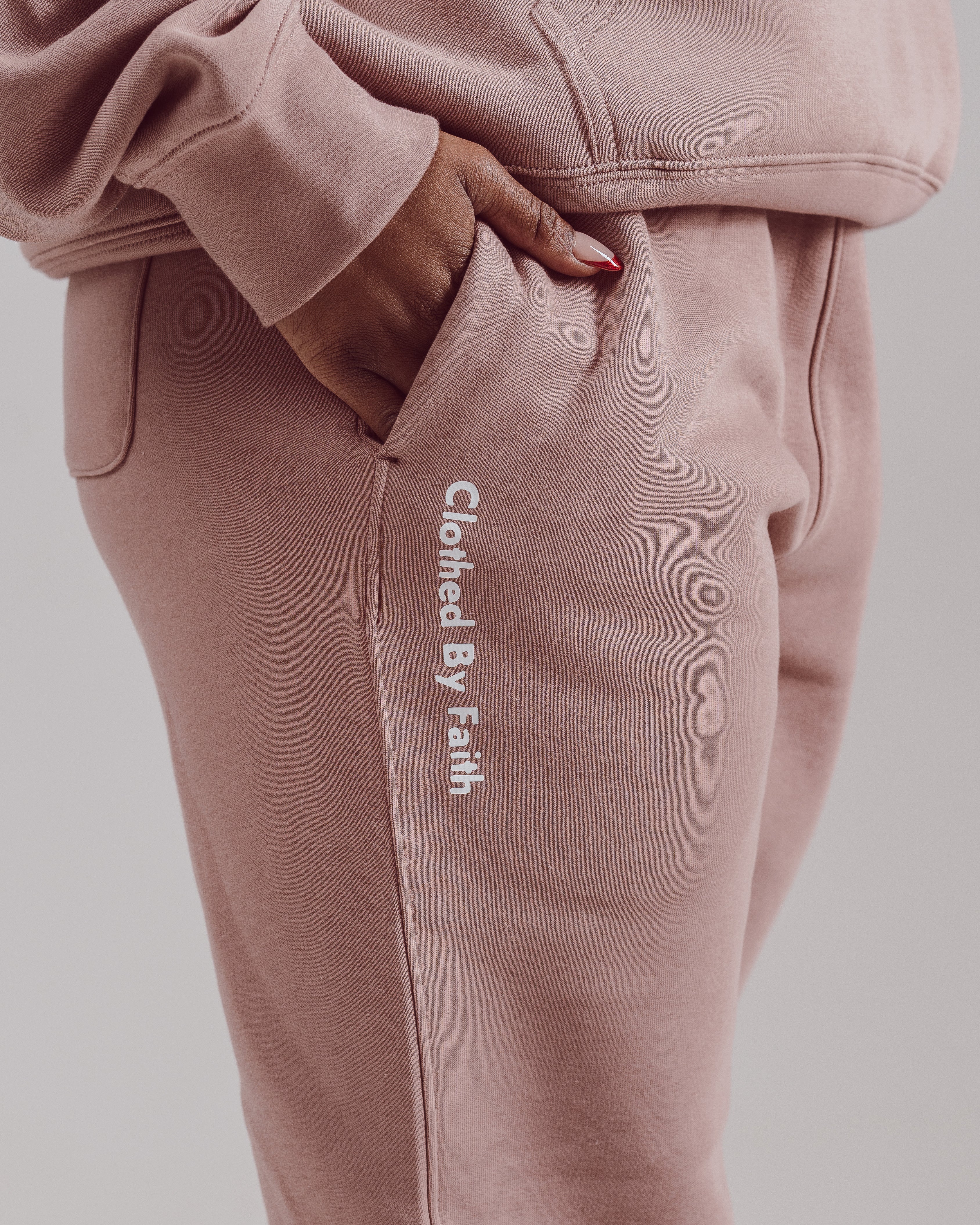 Clothed By Faith Joggers - Dusty Rose