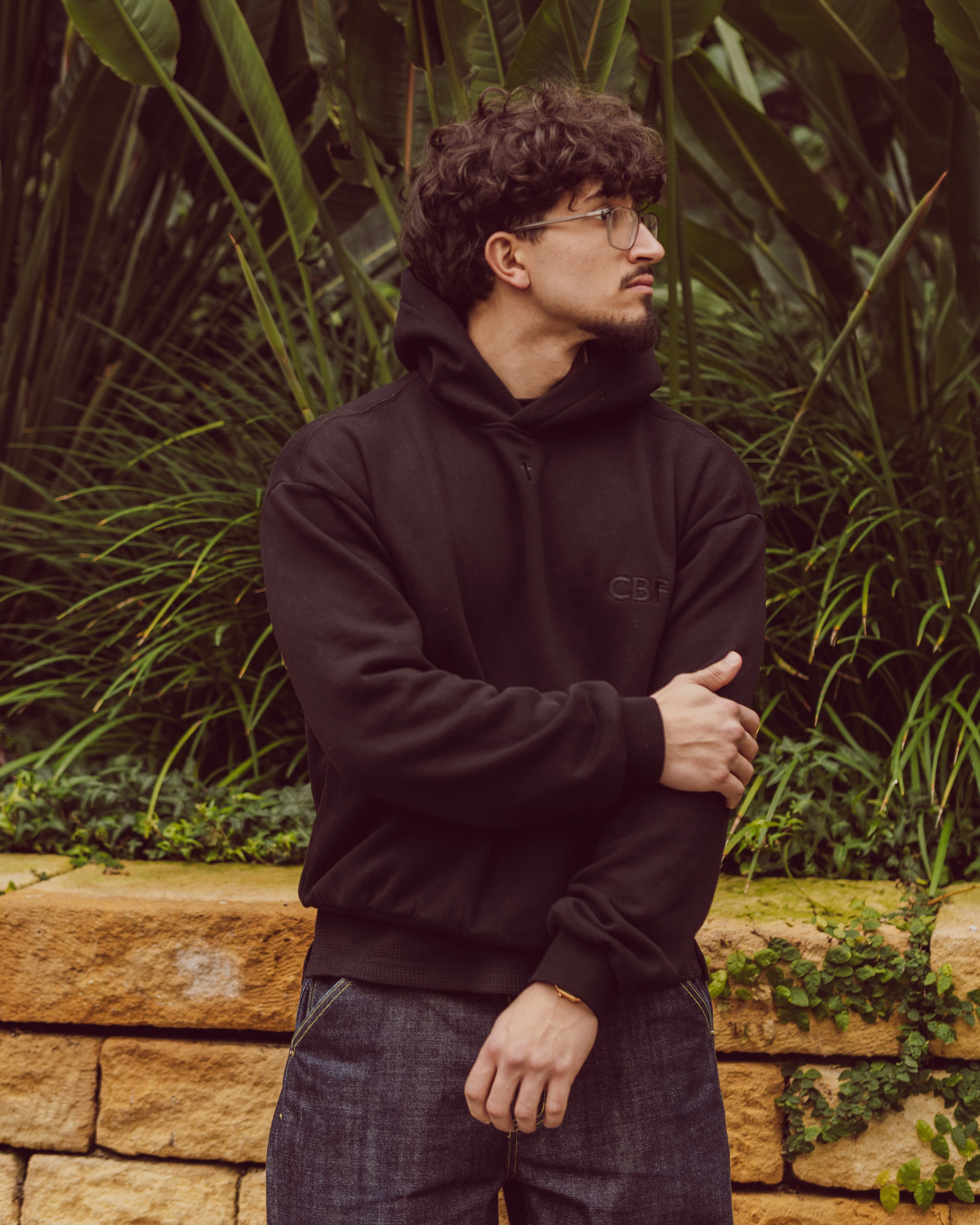 FIRM FOUNDATION BOXY HOODIE - BLACK