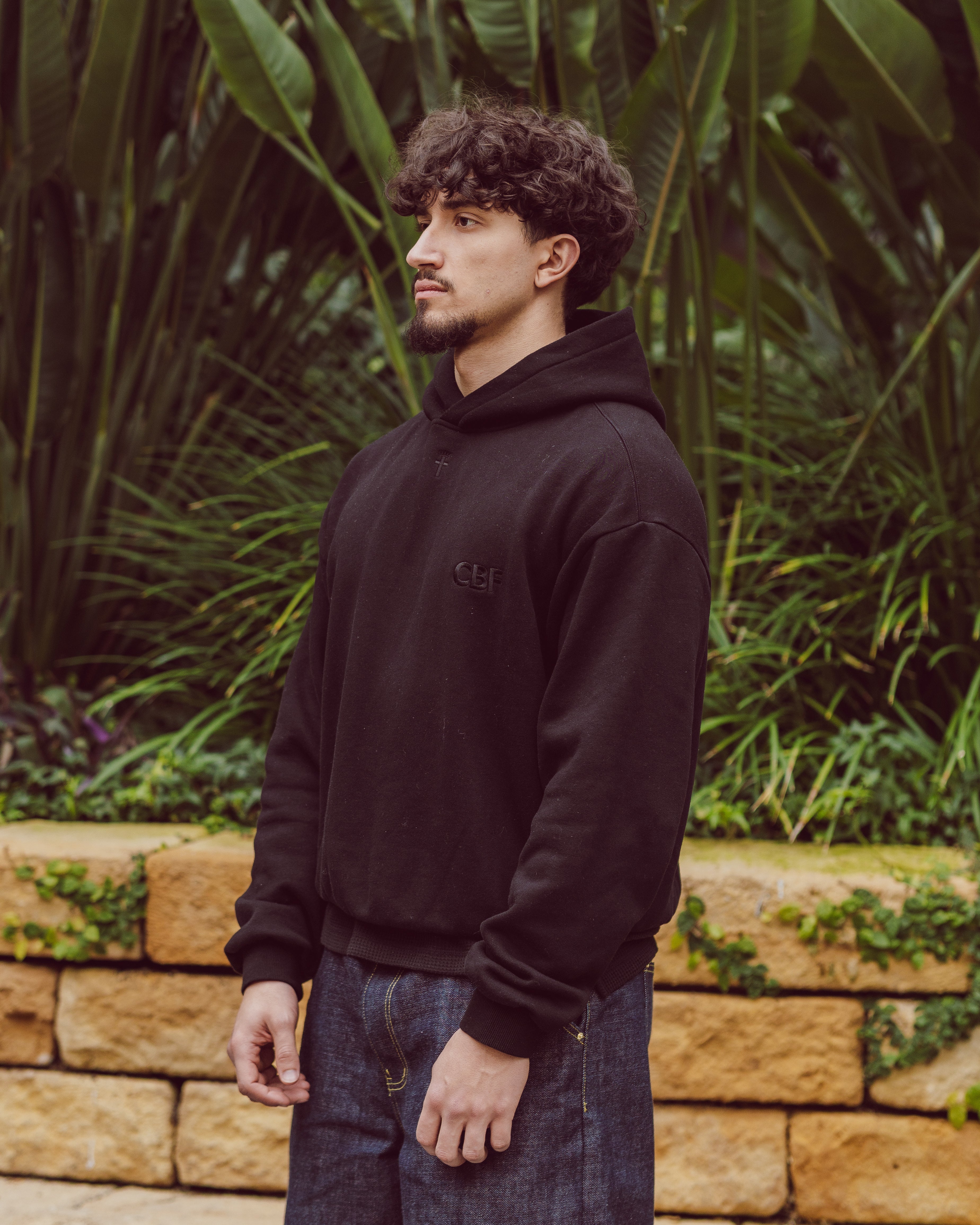 FIRM FOUNDATION BOXY HOODIE - BLACK